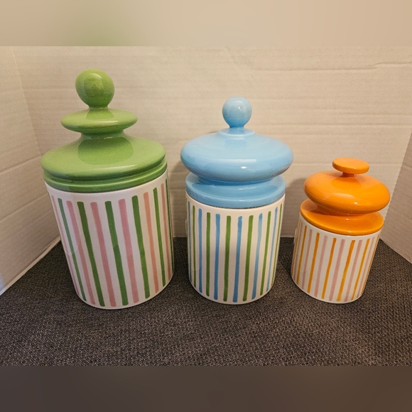 Extremely Rare - Jonathan Adler Happy Home Sweet Shoppe 3 Canister Set 2004 - Picture 2 of 9
